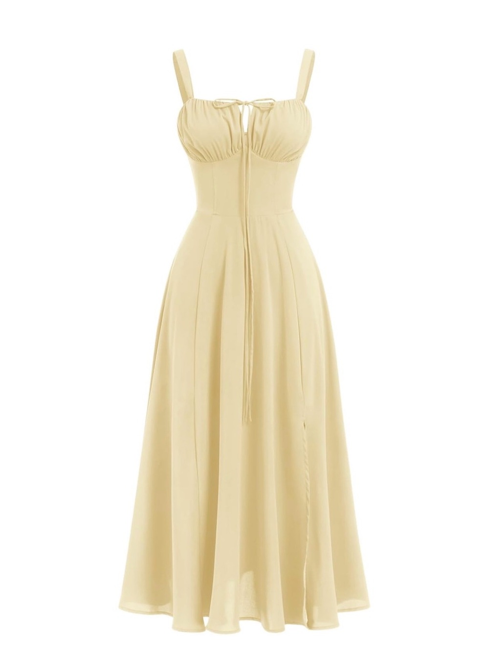 Sleeveless Cream Midi Dress with Front Tie